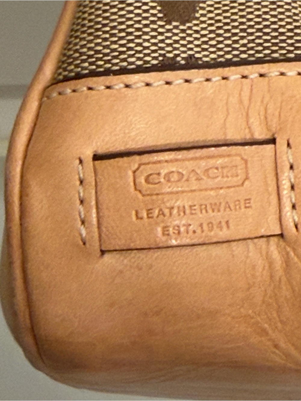 Coach Brown Signature Canvas Shoulder Bag with Tan Leather Trim - Picture 10 of 10